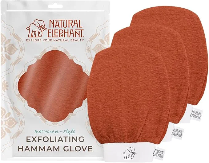 Soft Natural Elephant Exfoliating Hammam Glove Moroccan Kessa Body Scrub Authentic