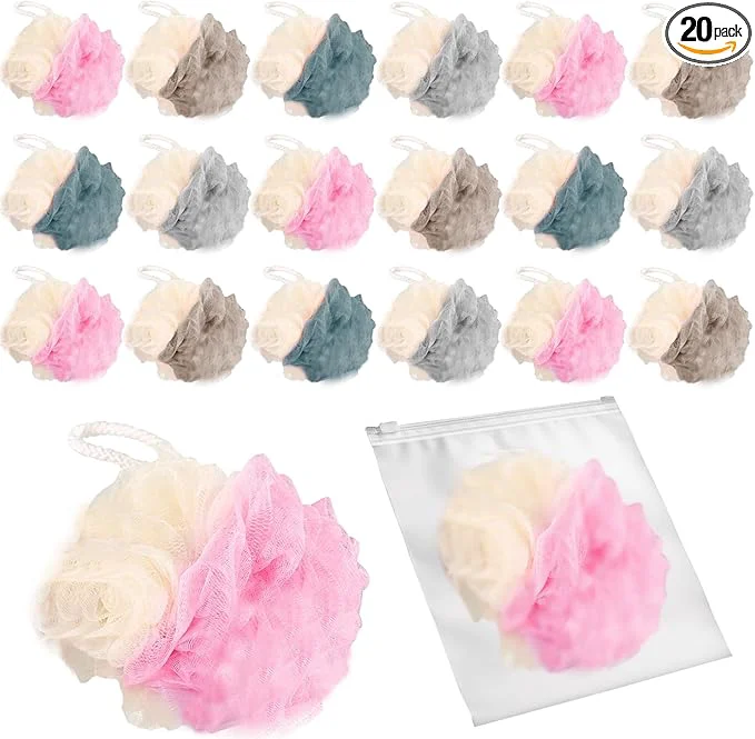 Casual 20 Pack Travel Loofah Individually Wrapped Small Loofah Shower Puff 30g Mini High-Performance