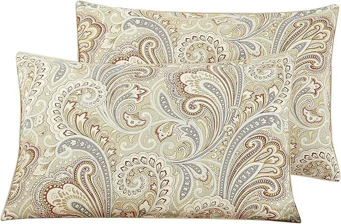 Modern WINLIFE Cotton Pillow Cases 2 Pack King Size Pillowcases Set of 2 Soft and Breathable Pillow Cover 20 39 39 x 36 39 39 Camel Paisley Carefully Designed