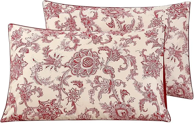 Powerful WINLIFE Cotton Pillowcases 2 Pack Paisley Floral Printed Pillow Cases Set of 2 Pillow Cover Standard 20×26 39 39 Vintage Red First-Class