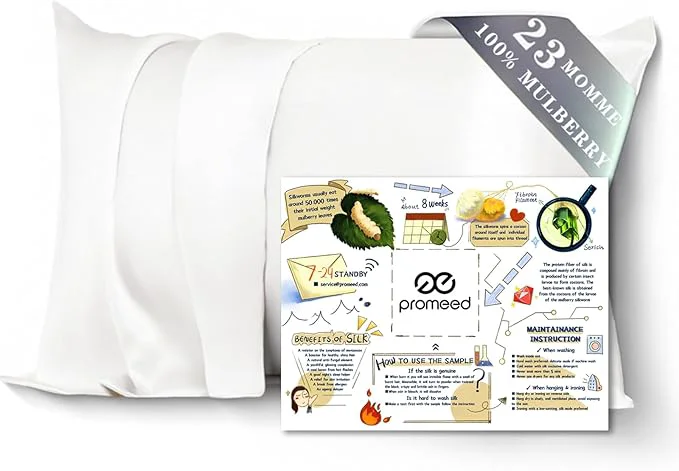 Excellent PROMEED Mulberry Silk Toddler Pillowcase 13 x 18 Premium Natural 23 Momme Silk Pillow Case Toddler Travel Size with Laundry Bag Toddler Travel-13 x18 White Lightweight