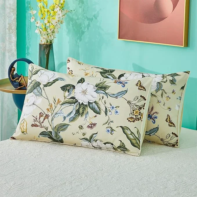 World-Class WINLIFE Cotton Pillowcases Green Leaf Pattern Printed Pillow Cases Queen Size Pillow Cover Set of 2 Queen 20×30 39 39 Farmhouse Leaves Elegant