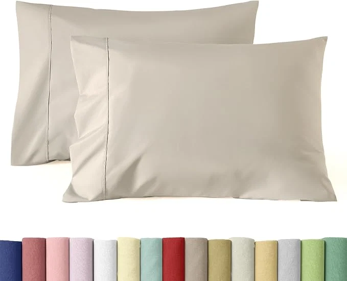 Expertly Made WINLIFE Queen Pillowcases Set of 2 Cotton Egyptian Quality Queen Pillow Cases 2 20×30 inches Soft and Breathable Pillow Cover Taupe Prestigious