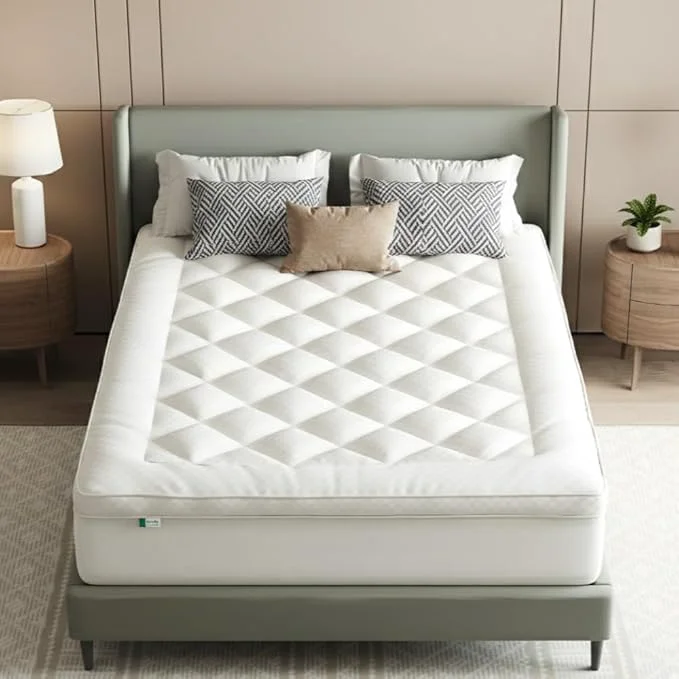 Novilla Twin XL Mattress Topper Extra Thick Pillow Top Mattress Pad Down Fill Breathable Cotton Cover 8-21 quot Deep Pocket Soft Bed Topper for Back Pain Relief Oatmeal Secure