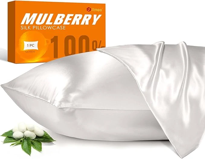 Casual Mulberry Silk Pillowcase for Hair and Skin 22 Momme Pure Natural Silk Pillow Case Both Sided with Zipper Pillow Cover for Women Mom Men Ivory White Standard 20 39 39 ×26 39 39 1 Pack Clean