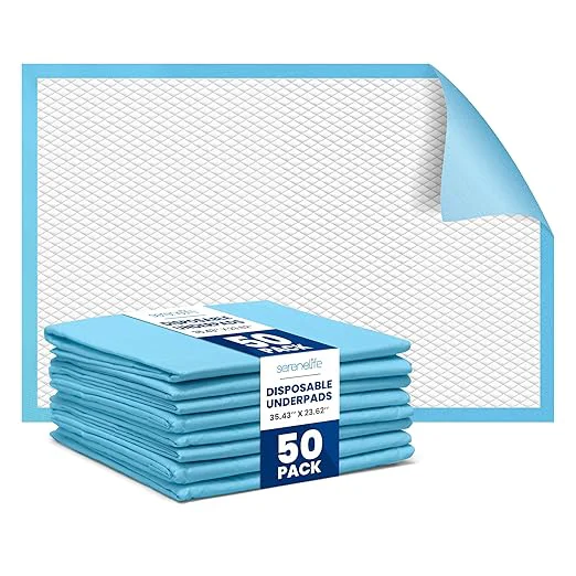 Healthy Serenelife Disposable Under Pads 50 Count Incontinence Pads for Pets Babies Kids amp Adults Super Absorbent amp Leak-Resistant 36 x 23 Inch Chuck Pads Water-Resistant PE Backsheet Refined