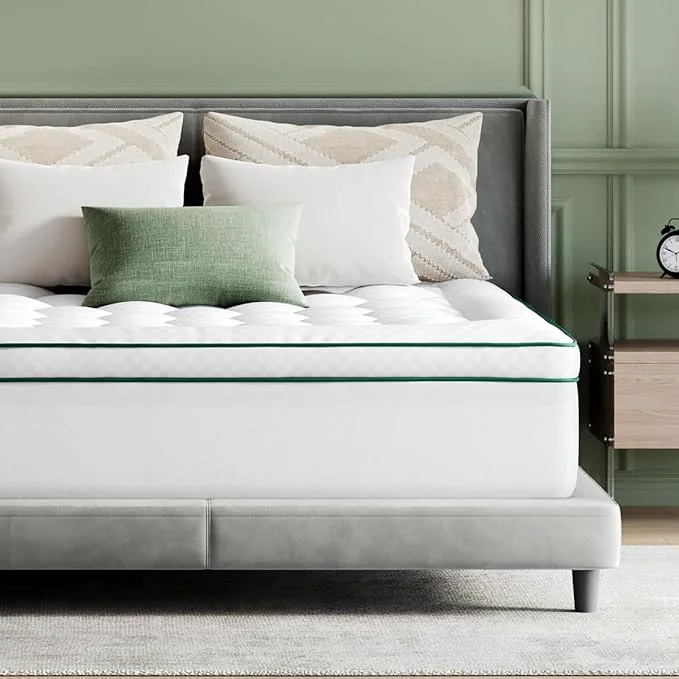 Premium Novilla Full Mattress Topper Extra Thick Pillow Top – Overfilled Hotel Luxury Mattress Pad Cover for Back Pain Relief Breathable Fluffy Down Fill 8-21 Deep Pocket Green-White Genuine