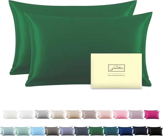 Original Silk Pillow Cases 2 Pack Soft Breathable and Sliky Standard Size Pillow Cases Set of 2 Natural Mulberry Silk Pillowcase Set of 2 for Hair and Skin with Hidden Zipper Olive Green 20 quot X 26 quot 2pcs Smart