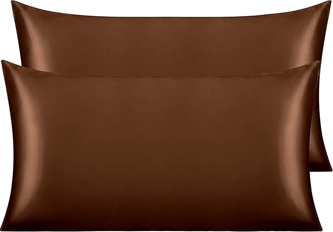 Environmentally Friendly NTBAY 2 Pack Satin King Pillowcases for Hair and Skin Luxurious and Silky Pillow Cases with Envelope Closure 20×40 Inches Brown Sustainable