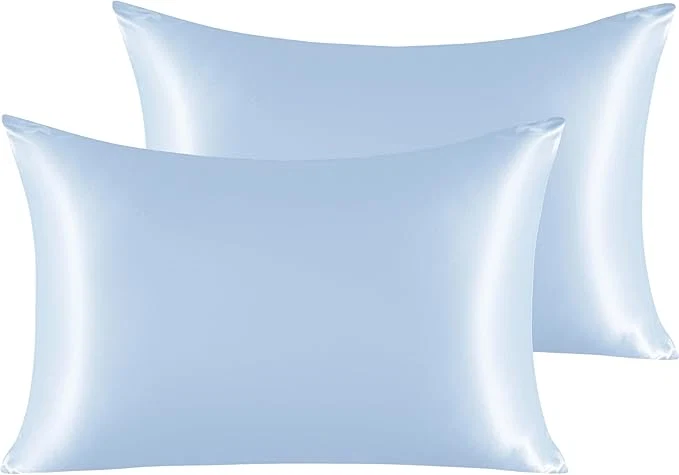 Sophisticated NTBAY 2 Pack Satin Standard Pillowcases for Hair and Skin Luxurious and Silky Pillow Cases with Envelope Closure 20×26 Inches Aqua Solid