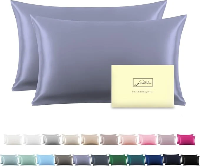 Original Silk Pillow Cases 2 Pack Soft Breathable and Sliky King Size Pillow Cases Set of 2 Natural Mulberry Silk Pillowcase Set of 2 for Hair and Skin with Hidden Zipper Grayish Blue 20 quot X 36 quot 2pcs Crafted