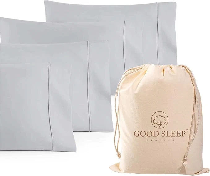 Contemporary Set of 4 Pillow Cases Queen Standard 800 TC Egyptian Cotton Great for Hair amp Skin Care Silky Soft Sateen Weave Pillow Covers for Bed Pillow Improves Sleep Quality 4 quot Hem Pillowcases Light Gray Stylish