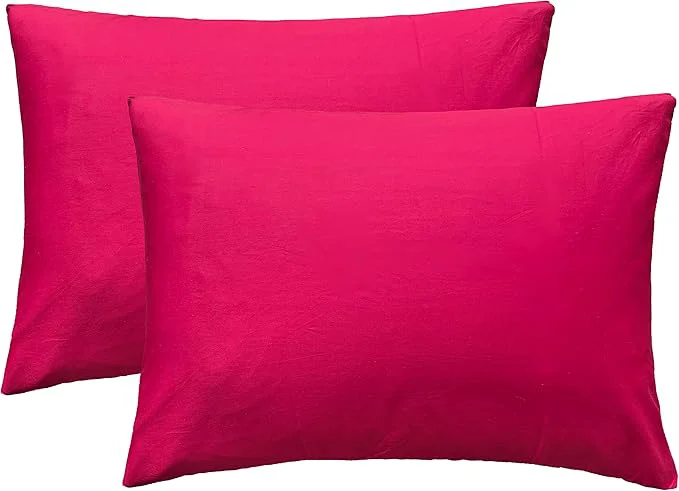 Minimalist iMaylex Soft Egyptian Cotton Zipper Closure Pillowcases Cozy and Lightweight Pillow Case Set of 2 Fuchsia Standard 20 quot x 26 quot Secure
