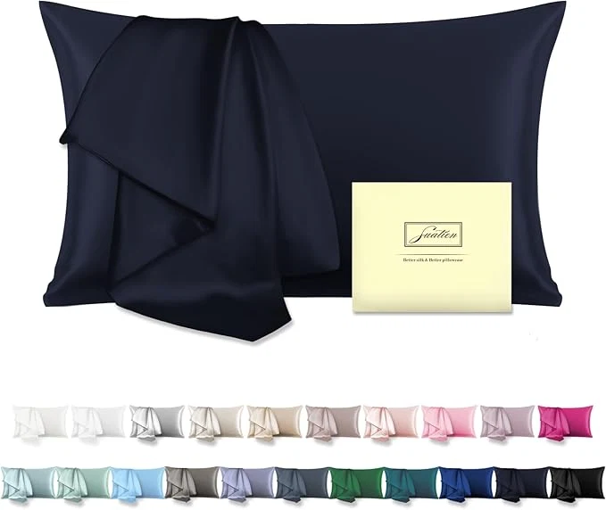Fast Mulberry Silk Pillowcase for Hair and Skin Standard Size 20 quot X 26 quot Pillow Case with Hidden Zipper Soft Breathable Smooth Cooling Silk Pillow Covers for Sleeping Navy Blue Standard 1Pcs Consistent