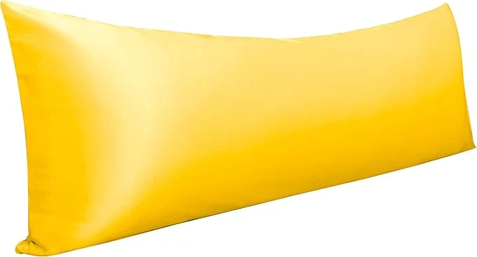 High-Quality NTBAY Satin Body Pillowcase for Hair and Skin Luxurious and Silky Pillow case with Envelope Closure 20×54 Inches Yellow World-Class