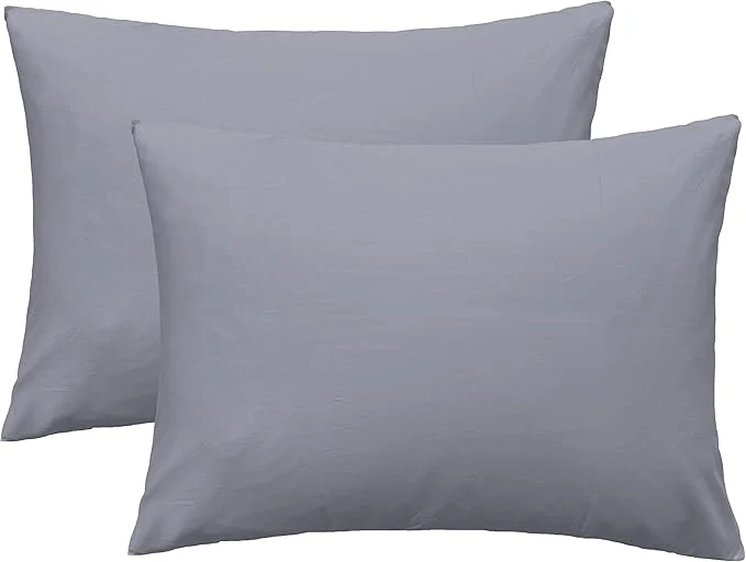 Eco-Friendly iMaylex Soft Egyptian Cotton Zipper Pillow Case Cozy and Lightweight Pillowcase Set of 2 Light Grey Queen 20 quot x 30 quot Premium Material