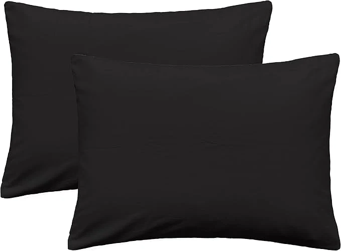 Environmentally Friendly iMaylex Soft Egyptian Cotton Zipper Pillow Case Cozy and Lightweight Pillowcase Set of 2 Black Standard 20 quot x 26 quot Green
