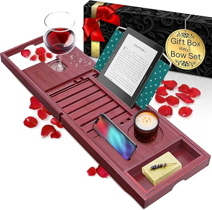 High-End SereneLife Premium Bathtub Tray Caddy Flexible