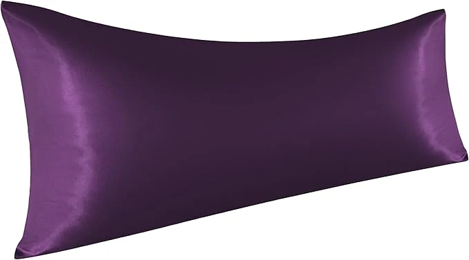 Safe NTBAY Satin Body Pillowcase for Hair and Skin Luxurious and Silky Pillow case with Envelope Closure 20×54 Inches Eggplant Purple Functional