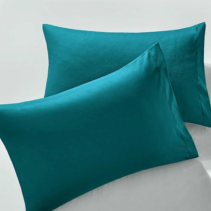 Functional MILVOWOC 2Pcs Brushed Microfiber Queen Pillowcases – 20 x 30 Inch Teal Pillow Case Set Non Slip Envelope Pillow Cover with Moisture Absorption and Anti-Wrinkle Outstanding