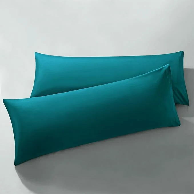 Selected MILVOWOC 2Pcs Brushed Microfiber Body Pillowcases – 20 x 48 Inch Teal Pillow Case Set Non Slip Envelope Pillow Cover with Moisture Absorption and Anti-Wrinkle Premium