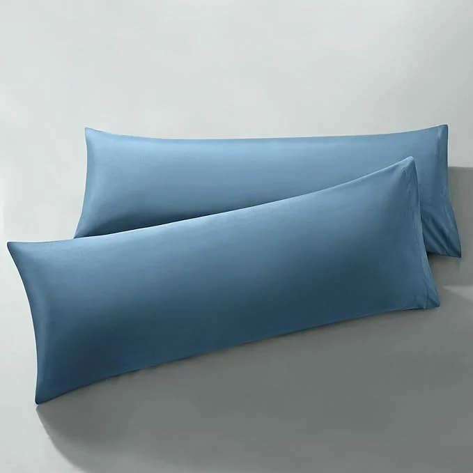 Prestigious MILVOWOC 2Pcs Brushed Microfiber Body Pillowcases – 20 x 55 Inch Slate Blue Pillow Case Set Non Slip Envelope Pillow Cover with Moisture Absorption and Anti-Wrinkle High-Quality