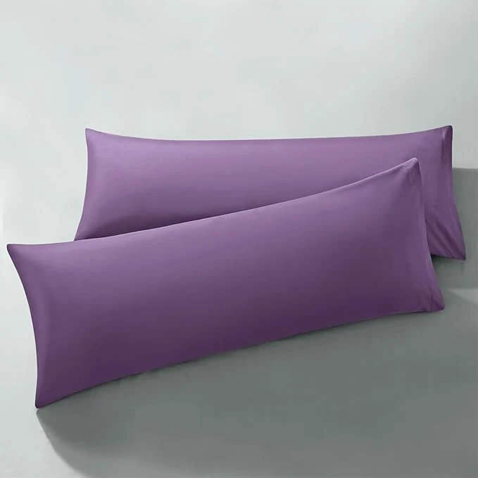 Outstanding MILVOWOC 2Pcs Brushed Microfiber Body Pillowcases – 20 x 48 Inch Purple Pillow Case Set Non Slip Envelope Pillow Cover with Moisture Absorption and Anti-Wrinkle Machine Washable Certified