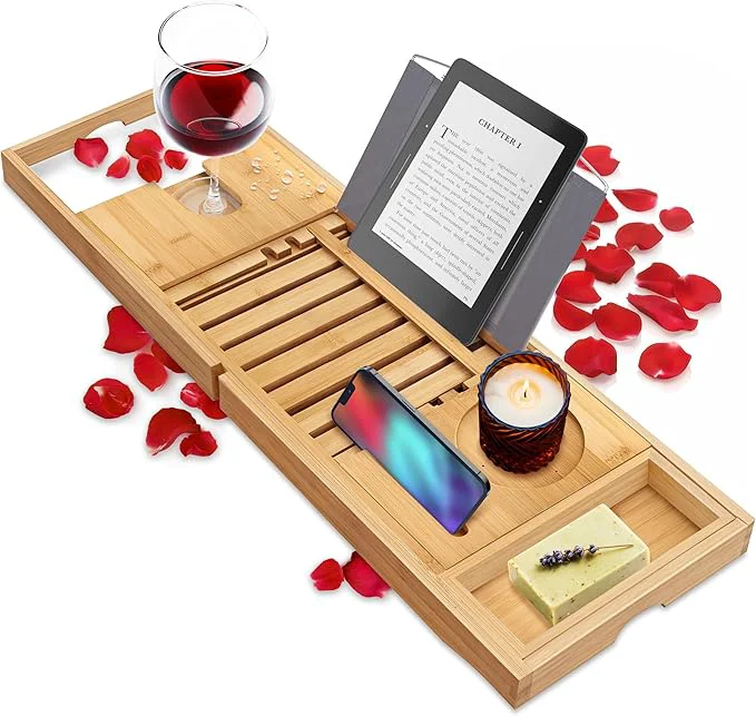 Breathable SereneLife Luxury Bamboo Bathtub Caddy Tray Reliable