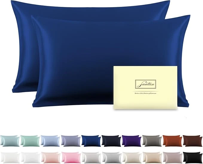Environmentally Friendly Silk Pillow Cases 2 Pack Soft Breathable and Sliky Standard Size Pillow Cases Set of 2 Natural Mulberry Silk Pillowcase Set of 2 for Hair and Skin with Hidden Zipper Royal Blue 20 quot X 26 quot 2pcs Trusted