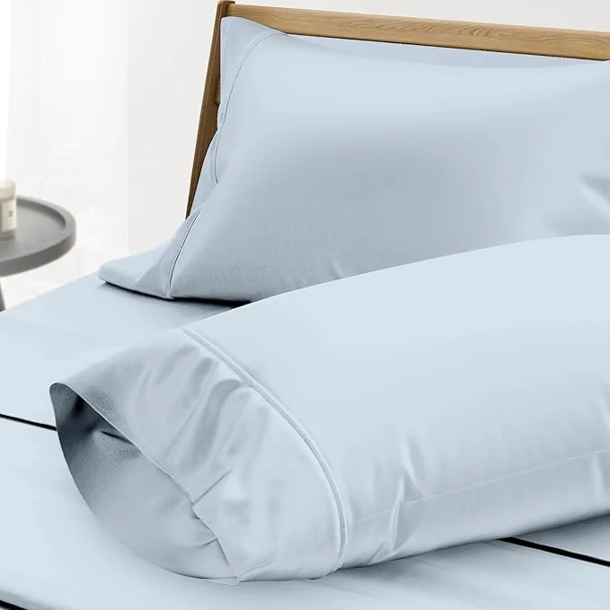 Fine Thread Spread Egyptian Cotton King Size Pillow Cases Set of 2 – Luxury 1000 Series Paradise Collection Pillow Cases King Size Light Blue Soft Cooling Hotel Egyptian Cotton Pillowcases High-Performance