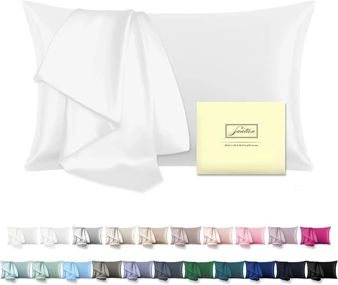 Natural Mulberry Silk Pillowcase for Hair and Skin Standard Size 20 quot X 26 quot Pillow Case with Hidden Zipper Soft Breathable Smooth Cooling Silk Pillow Covers for Sleeping White Standard 1Pcs Certified