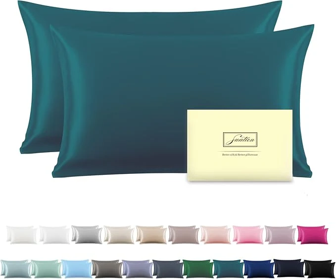 Contemporary Silk Pillow Cases 2 Pack Soft Breathable and Sliky King Size Pillow Cases Set of 2 Natural Mulberry Silk Pillowcase Set of 2 for Hair and Skin with Hidden Zipper Teal 20 quot X 36 quot 2pcs Fashionable