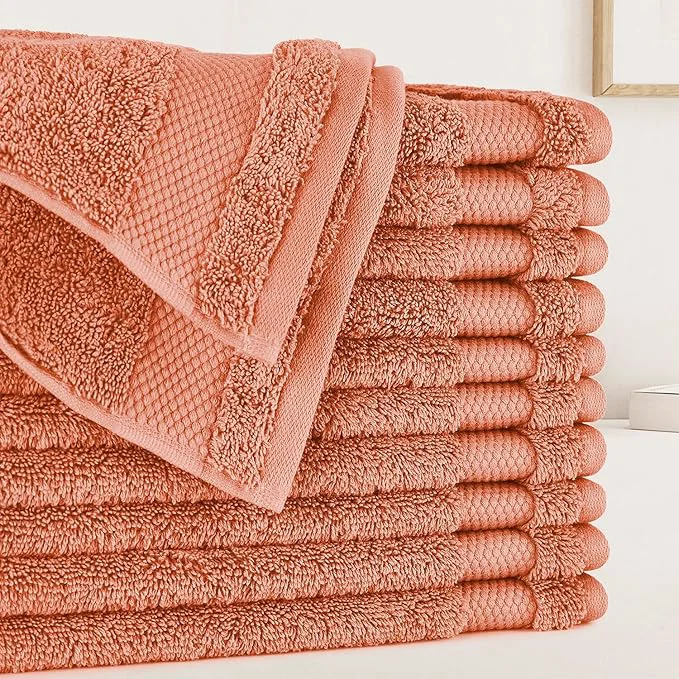 Superior BIOWEAVES Organic Cotton 700 GSM Plush Premium Washcloths 13 x 13 GOTS Environmentally Friendly