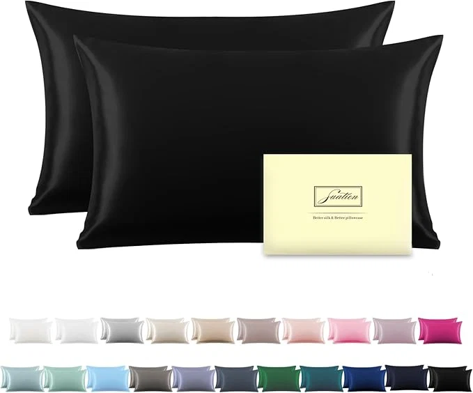 Luxury Silk Pillow Cases 2 Pack Soft Breathable and Sliky Standard Size Pillow Cases Set of 2 Natural Mulberry Silk Pillowcase Set of 2 for Hair and Skin with Hidden Zipper Black 20 quot X 26 quot 2pcs Efficient