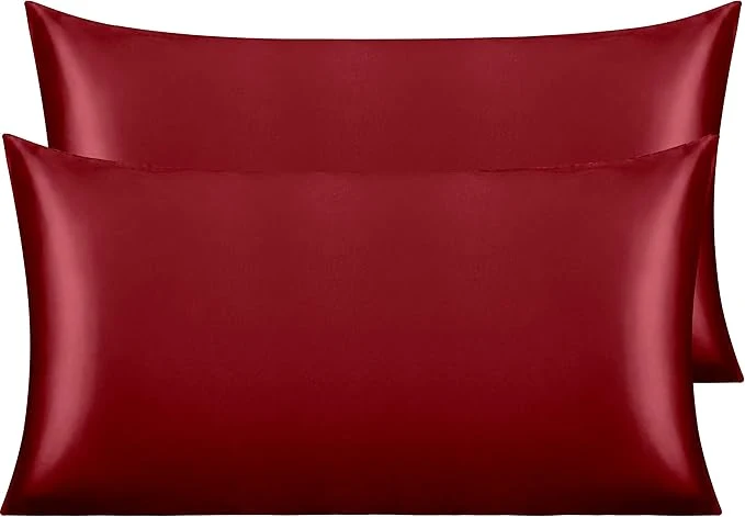 Easy-to-Use NTBAY 2 Pack Satin King Pillowcases for Hair and Skin Luxurious and Silky Pillow Cases with Envelope Closure 20×40 Inches Wine Red Traditional