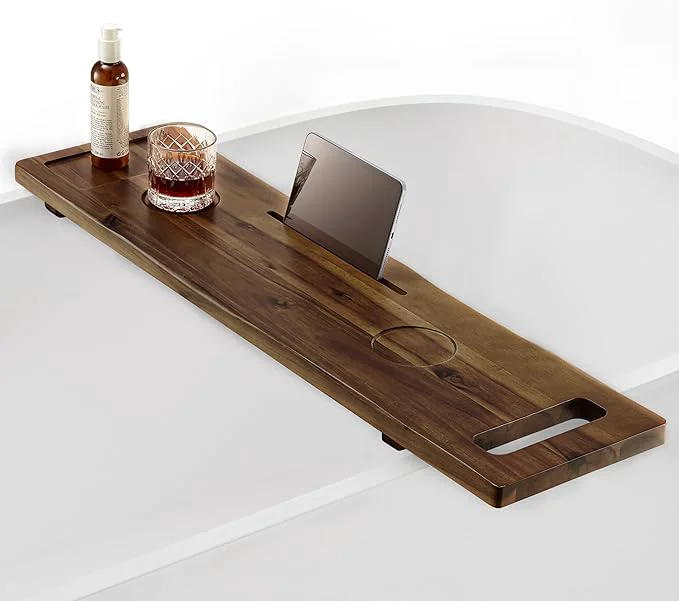 Easy-to-Use Tinamo Acacia Bathtub Tray Caddy Soft