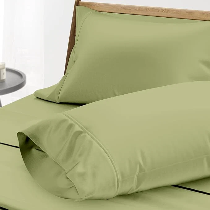 Sustainable Thread Spread Egyptian Cotton Pillow Cases Queen Size Set of 2 – Luxury 1000 Series Paradise Collection Queen Pillow Cases Sage Green Soft Cooling Sateen Hotel Egyptian Cotton Pillowcases Efficient