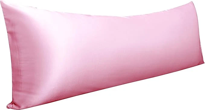 Next-Generation NTBAY Satin Body Pillowcase for Hair and Skin Luxurious and Silky Pillow case with Envelope Closure 20×54 Inches Pink Premium Material