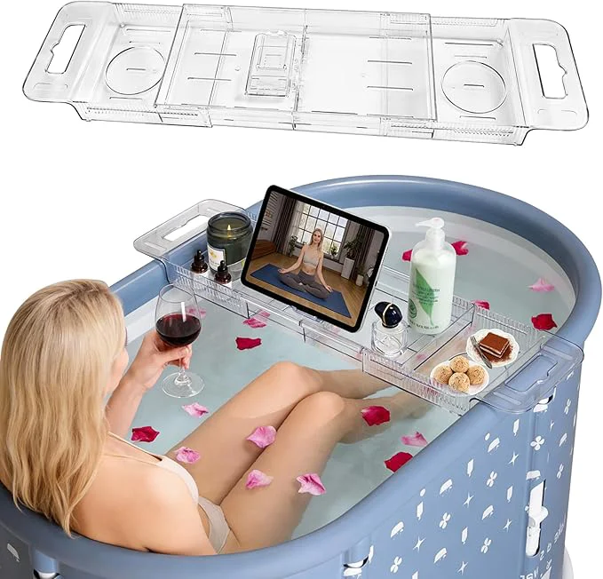 Artisan Foldable Bathtub Tray Expandable to 80cm Acrylic Bath Tray Stylish