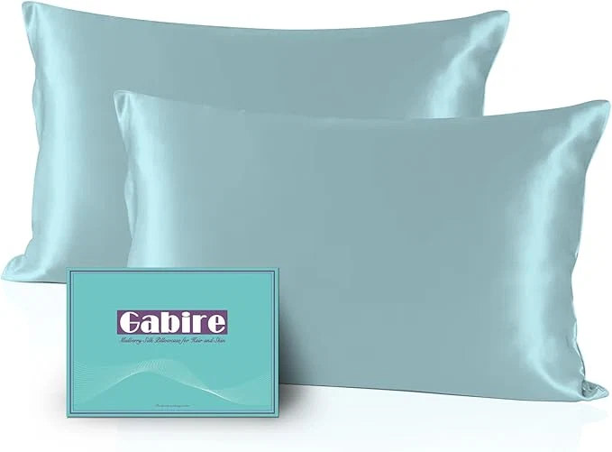 Contemporary Mulberry Silk Pillowcases Set of 2 Both Sides Silk Pillow Covers for Hair and Skin Prevent Acne Pillowcase Organic Silk Pillowcase 2 Pack with Hidden Zipper Haze Blue King 20 quot ×36 quot Versatile