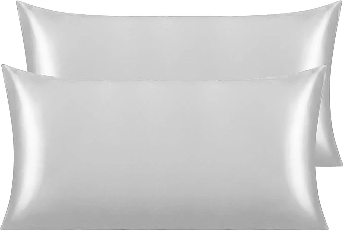 Professional NTBAY 2 Pack Satin King Pillowcases for Hair and Skin Luxurious and Silky Pillow Cases with Envelope Closure 20×36 Inches Silver Grey Organic