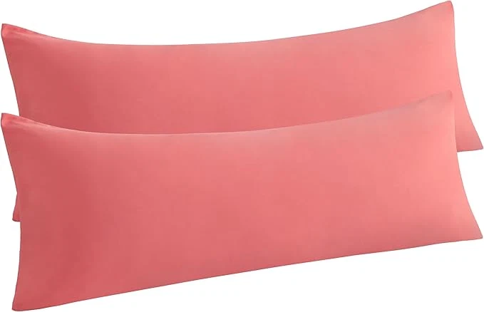 Smart NTBAY 2 Pack Body Pillowcases Coral Pink Microfiber 20×54 Inches Soft Wrinkle Fade Resistant Envelope Closure