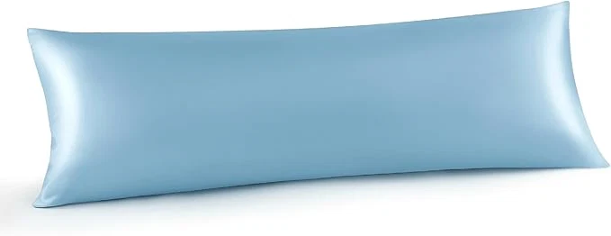 Fast INFIIXSO Body Pillow Cover with Zipper Luxury Mulberry Silk Body Pillow Case 20×54 Inches Ultra Smooth and Soft Cooling Long Pillowcase Gift for Women Men Light Blue Natural
