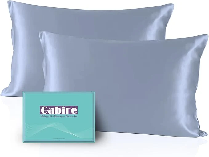 Stylish Mulberry Silk Pillowcases Set of 2 Both Sides Silk Pillow Covers for Hair and Skin Prevent Acne Pillowcase Organic Silk Pillowcase 2 Pack with Hidden Zipper Dusty Blue King 20 quot ×36 quot Original