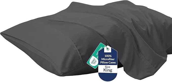 Environmentally Friendly Royale Linens King Pillowcase Set of 2 – Bed Pillow Cover – 20 quot x 40 quot -Grey Pillowcases – 1800 Brushed Microfiber Wrinkle amp Fade Resistant – Soft amp Cozy- King Size Pillow Case Grey Superior