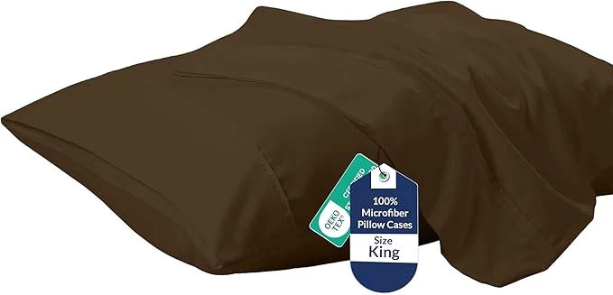 High-Grade Royale Linens King Pillowcase Set of 2 – Bed Pillow Cover – 20 quot x 40 quot – Chocolate Pillowcases – 1800 Brushed Microfiber Wrinkle amp Fade Resistant – Soft amp Cozy- King Size Pillow Case Chocolate Proven