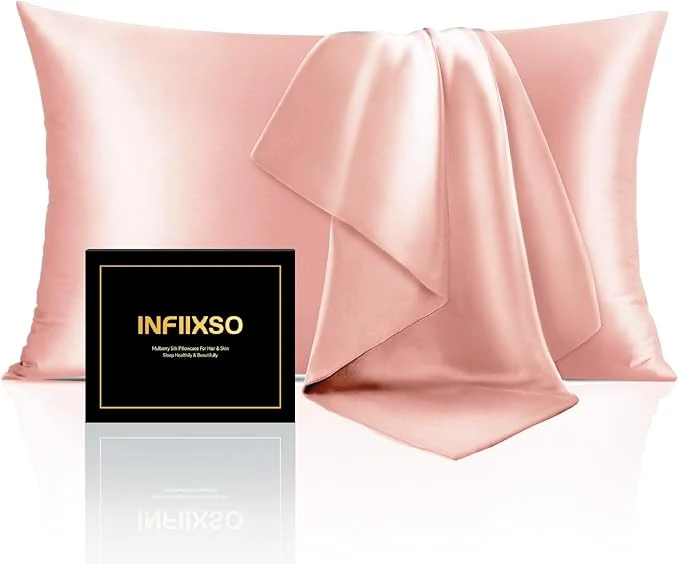 Solid INFIIXSO Mulberry Silk Pillowcase for Hair and Skin Silk Pillow Cases King Size with Hidden Zipper 20 quot x40 quot Smooth and Soft Cooling Pillow Cases for Hot Sleepers Rose Pink 1 Pack Professional