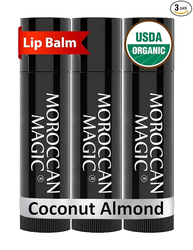 Carefully Designed Moroccan Organic Coconut Almond Lip Balm 3 Pack Ultra-Hydrating Argan Practical
