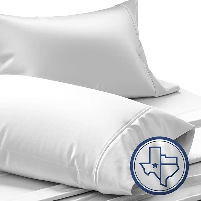 Unique TEXAS LINEN CO. Luxury Egyptian Cotton King Pillow Cases Set of 2-1000 Thread Count Pillowcases for Sleeping Soft Cooling Pillow Cover Extra Long Staple Hotel Quality Pillow Cases – Silver Smooth