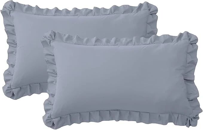Official Ruffle Pillow Cases King Size Set of 2 – Soft Wrinkle Resistant Brushed Microfiber Ruffled Pillowcases –Envelope Pillow Shams Cover Festive Gift for Hotels Guest Rooms 20×36 Inch Silver Gray Artisan